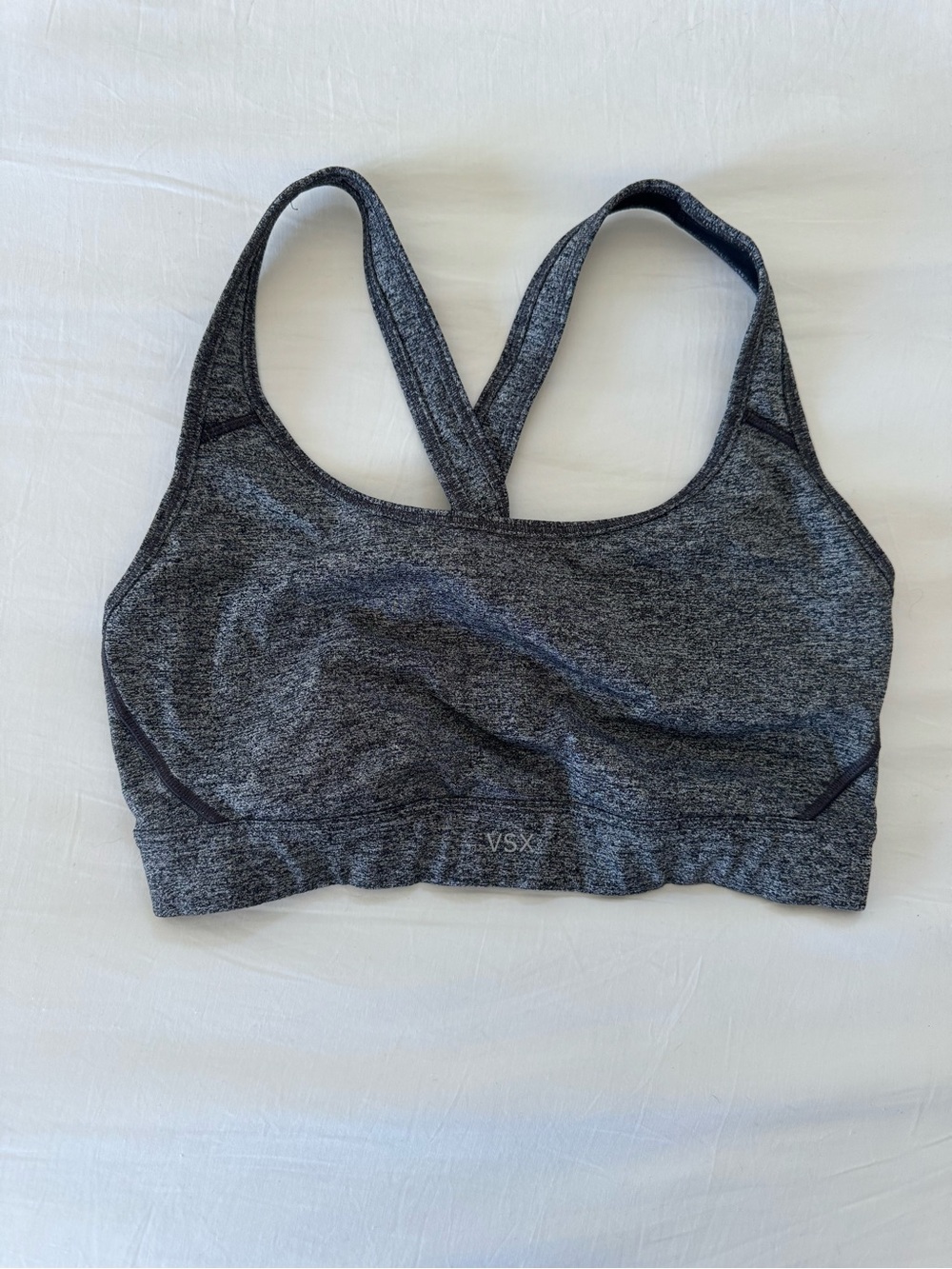 VSX Heather Charcoal Gray Racerback Seamless Sports Bra